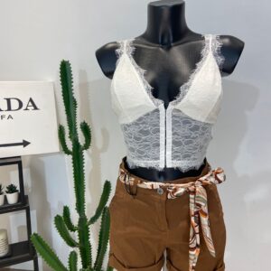 Bralette in pizzo bianca